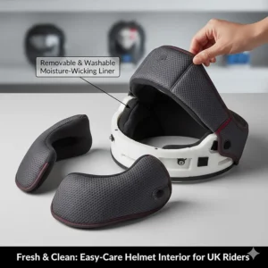 Removable and washable moisture-wicking interior padding from a budget-friendly racing helmet.