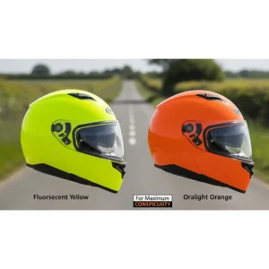 Comparison of fluorescent yellow and orange high visibility motorbike helmets for daylight conspicuity.