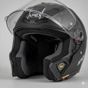 Interior view of a high-performance helmet showing the multi-density EPS liner and ACU branding.