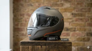 A high-quality full-face motorcycle helmet meeting ECE 22.06 standards for under £200.