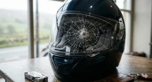 An exploded technical diagram showing the carbon-fibre and fibreglass layers of a Snell M2020 penetration-resistant shell with descriptive labels.