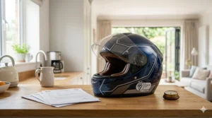 Alt text for image 9: Step-by-step illustration showing how to measure head circumference in centimetres to ensure a safe fit for a British Standard BS 6658 helmet.