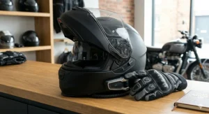 A modular flip-front motorcycle helmet with Cardo-ready features, ideal for London commuters and urban riders.