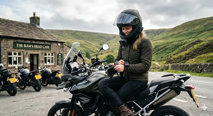Matte black full-face GoPro ready motorcycle helmet with integrated camera mount. GoPro ready motorcycle helmet