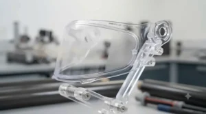 Clear visor with a Pinlock insert fitted to a multi-fibre helmet for touring, designed to prevent fogging in damp British weather conditions.