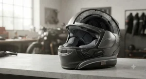 Close-up view of interior padding and ventilation systems found in high-quality motorcycle helmets.