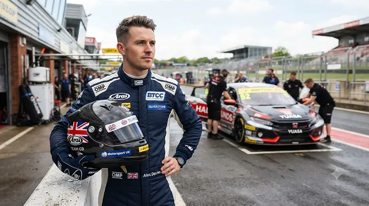 A side-profile view of a professional-grade lightweight carbon fibre racing helmet, showcasing its aerodynamic design and safety features for track day use. carbon racing helmet