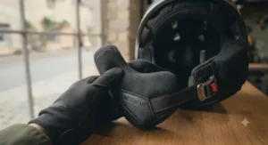 Moisture-wicking, removable inner comfort padding of an advanced thermoplastic helmet designed for hygiene and long journeys.