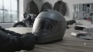 Motorcycle helmet equipped with a Pinlock 70 insert ready for all-weather commuting.