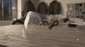 Visor pins on a compatible motorcycle helmet visor designed for a Pinlock 70 insert.
