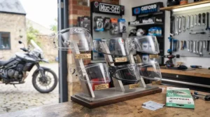 A layout demonstrating how a universal Pinlock insert fits across various motorcycle helmet visor shapes and brands popular with UK riders.